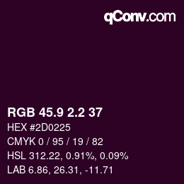 Color code: RGB 45.9 2.2 37 | qconv.com