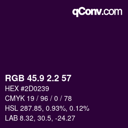 カラーコード: RGB 45.9 2.2 57 | qconv.com