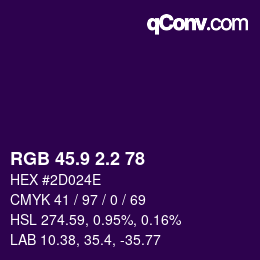 カラーコード: RGB 45.9 2.2 78 | qconv.com