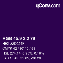 カラーコード: RGB 45.9 2.2 79 | qconv.com