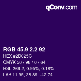 カラーコード: RGB 45.9 2.2 92 | qconv.com