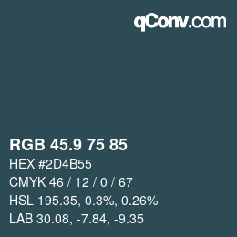 カラーコード: RGB 45.9 75 85 | qconv.com