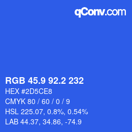 カラーコード: RGB 45.9 92.2 232 | qconv.com
