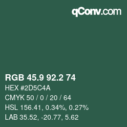 カラーコード: RGB 45.9 92.2 74 | qconv.com