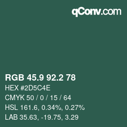 Color code: RGB 45.9 92.2 78 | qconv.com