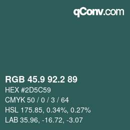 Color code: RGB 45.9 92.2 89 | qconv.com
