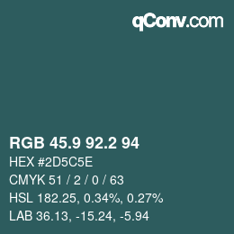 Color code: RGB 45.9 92.2 94 | qconv.com