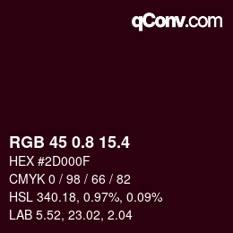 カラーコード: RGB 45 0.8 15.4 | qconv.com