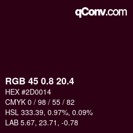 カラーコード: RGB 45 0.8 20.4 | qconv.com