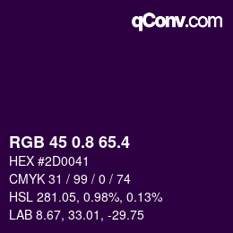 カラーコード: RGB 45 0.8 65.4 | qconv.com