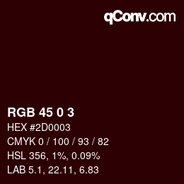 カラーコード: RGB 45 0 3 | qconv.com