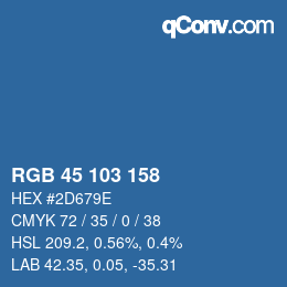 カラーコード: RGB 45 103 158 | qconv.com