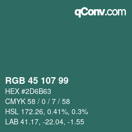 Código de color: RGB 45 107 99 | qconv.com