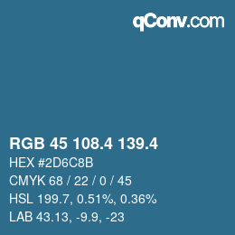 カラーコード: RGB 45 108.4 139.4 | qconv.com