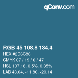 カラーコード: RGB 45 108.8 134.4 | qconv.com
