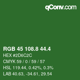 カラーコード: RGB 45 108.8 44.4 | qconv.com
