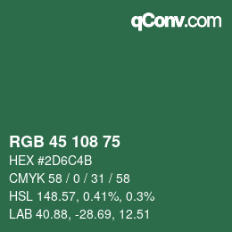 Código de color: RGB 45 108 75 | qconv.com