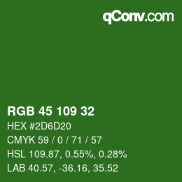 Color code: RGB 45 109 32 | qconv.com
