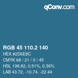 カラーコード: RGB 45 110.2 140 | qconv.com