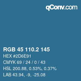 カラーコード: RGB 45 110.2 145 | qconv.com