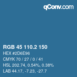 カラーコード: RGB 45 110.2 150 | qconv.com