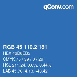 カラーコード: RGB 45 110.2 181 | qconv.com