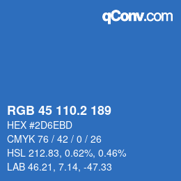 カラーコード: RGB 45 110.2 189 | qconv.com