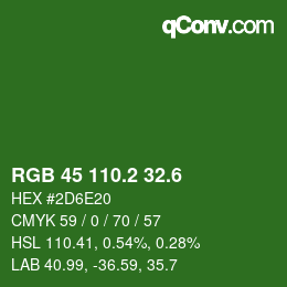 カラーコード: RGB 45 110.2 32.6 | qconv.com