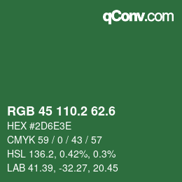 カラーコード: RGB 45 110.2 62.6 | qconv.com