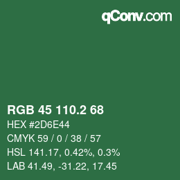 カラーコード: RGB 45 110.2 68 | qconv.com