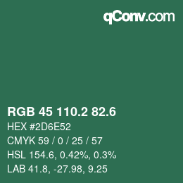 カラーコード: RGB 45 110.2 82.6 | qconv.com