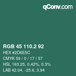 カラーコード: RGB 45 110.2 92 | qconv.com