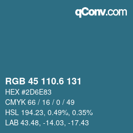 カラーコード: RGB 45 110.6 131 | qconv.com