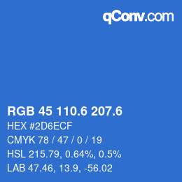 カラーコード: RGB 45 110.6 207.6 | qconv.com