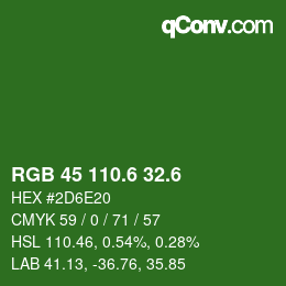 カラーコード: RGB 45 110.6 32.6 | qconv.com