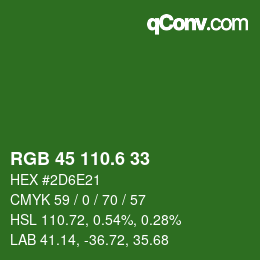 カラーコード: RGB 45 110.6 33 | qconv.com