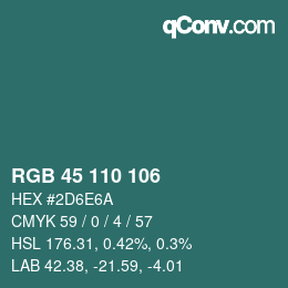 颜色代码: RGB 45 110 106 | qconv.com