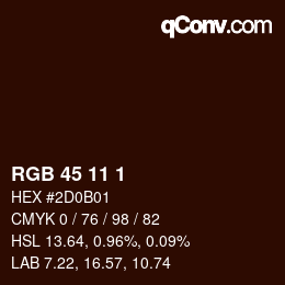 Color code: RGB 45 11 1 | qconv.com