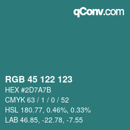 Color code: RGB 45 122 123 | qconv.com