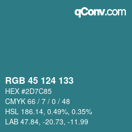 カラーコード: RGB 45 124 133 | qconv.com