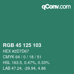 Color code: RGB 45 125 103 | qconv.com