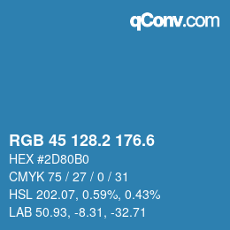 カラーコード: RGB 45 128.2 176.6 | qconv.com