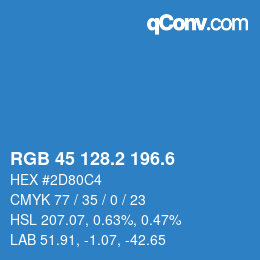 カラーコード: RGB 45 128.2 196.6 | qconv.com