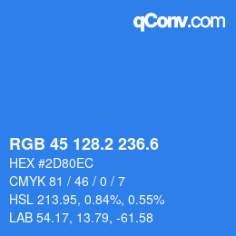 カラーコード: RGB 45 128.2 236.6 | qconv.com