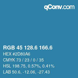 カラーコード: RGB 45 128.6 166.6 | qconv.com