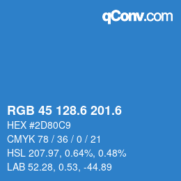 カラーコード: RGB 45 128.6 201.6 | qconv.com
