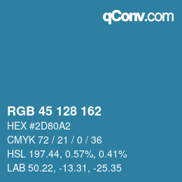 カラーコード: RGB 45 128 162 | qconv.com