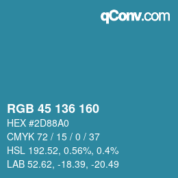 Color code: RGB 45 136 160 | qconv.com