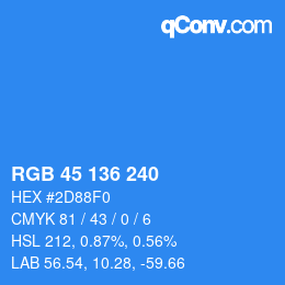 Color code: RGB 45 136 240 | qconv.com