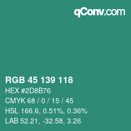 Color code: RGB 45 139 118 | qconv.com